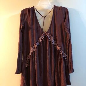 Burgundy flowy long sleeve top
